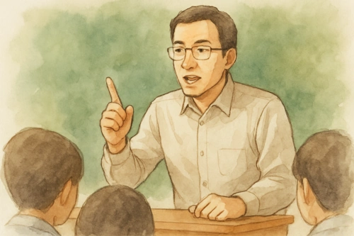 テストについてポイントを語る教師のイメージ画像